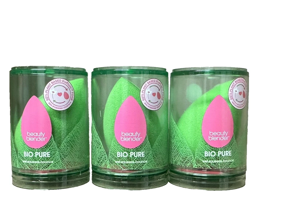 3 PACK BeautyBlender Bio Pure Plant Based Sponge Beauty Blender
