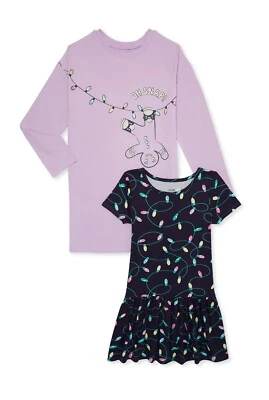 Wonder Nation Girl's 2 Pack Christmas Lights & Gingerbread Print Dress S (6-6X) - Image 1 of 3