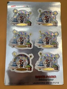 Paper Mario Sticker Stare RARE PROMO 2012 METALLIC MARIO Sheet Nintendo 3DS* - Picture 1 of 4