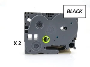 2 x 12mm x 8m Compatible Label Tapes for brother P-Touch Black On Clear TZe-131 - Picture 1 of 1