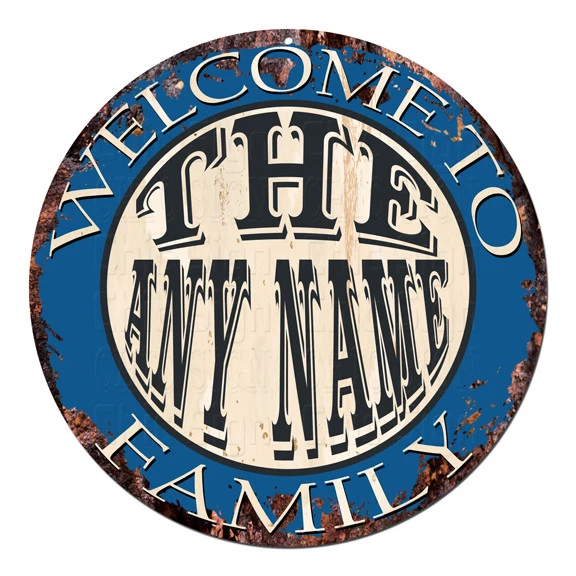 CP-0097 ANY NAME'S FAMILY Custom Personalized Chic Tin Sign Decor Gift Ideas - Image 1 of 1