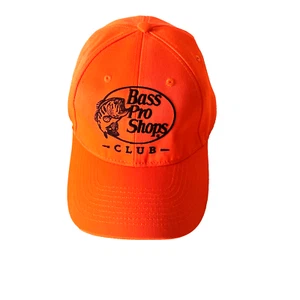 Bass Pro Shops Club Hat Cap Strap Back Mens Adjustable Neon Orange Baseball Cap - Picture 1 of 7