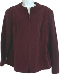 Norton McNauchton Size 16 Faux Burgundy Suede Jacket with Ribbed Knit Sleeves - Picture 1 of 12