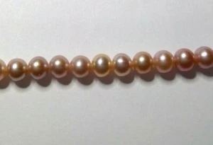 Hochglanz rosiger Pfirsich 4,8 mm RUNDE Perlenkette Strang 19 Zoll lang 15 g ERSTAUNLICH! - Bild 1 von 9