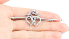 0.82ct Natural Round Diamond 14K Solid White Gold Anniversary Heart Brooch
