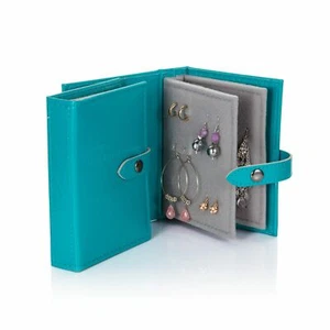 Pequeño Libro de Pendientes Pequeño Joyero Verde Azulado Compacto Almacenamiento de Viaje - Imagen 1 de 1