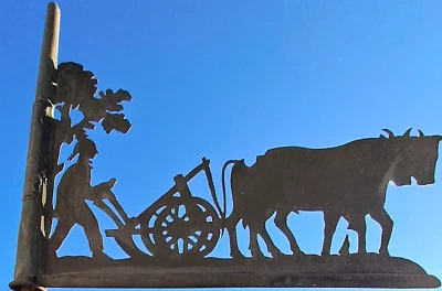 Ancienne girouette ART POPULAIRE "laboureur à la paire de bœufs" Paysan VENDEE - Photo 1/4