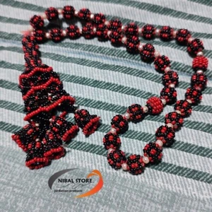 Gebet 33 Perlen rot und schwarz Handarbeit islamischer Rosenkranz مسبحة اسلامية خرز صنع يدوي - Bild 1 von 10