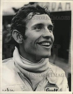 Foto de prensa 1969 Jacky Ickx, piloto belga de autos de carreras, Gran Premio Watkins Glen - Imagen 1 de 2