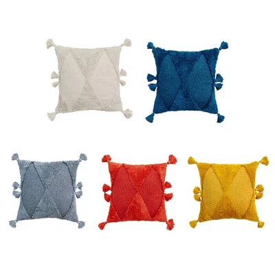 Morocco Solid Color Throw Pillow for Case for Triangle Woven Tufted Tassel Cushi - Image 1 of 4