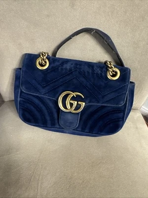 Gucci Marmont matelasse Velvet blue Bag - Image 1 of 4