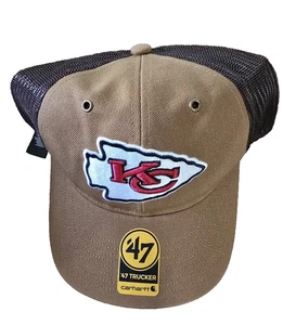 Neu mit Etikett Carhartt Kansas City Chiefs '47 Trucker entspannte Passform braune Farbe Einheitsgröße - Bild 1 von 6