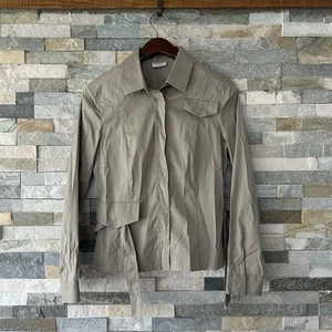 Akris Punto Shirt Belted Jacket Tan Light Suze 6 Cotton - Picture 1 of 8