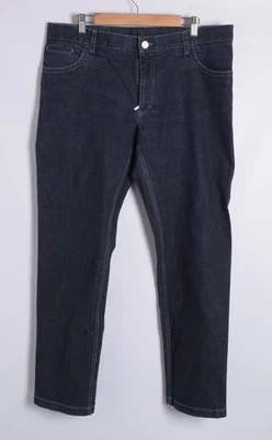 Pantalones de mezclilla ZILLI para hombre azul oscuro algodón bordado liso pantalones informales talla L Foto 1 de 4