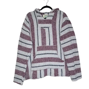 Baja Joe Hoodie XXL rot Streifen Strick mexikanischer Poncho Style Kängurutasche Vintage - Bild 1 von 7
