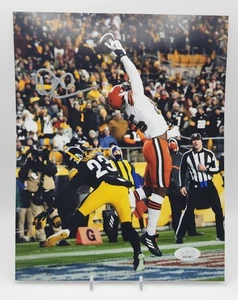 DAVID NJOKU Signed Cleveland Browns 8x10 Photo vs Pittsburgh Steelers JSA - Picture 1 of 3