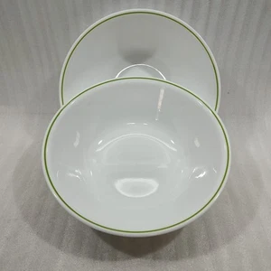 2 Corelle Bowls Large Serving 10-1/4 Inch Green Band Rim Excellent Condition - Picture 1 of 5