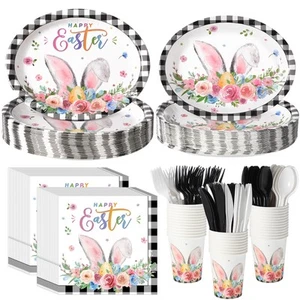 Havawish 350 Pcs Easter Bunny Party Supplies Happy Easter Disposable Tablewar... - Picture 1 of 6