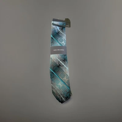 Corbata de cuello para hombre Van Heusen ~ Taupe ~ Cachemira a rayas ~ NUEVA PRECIO DE VENTA SUGERIDO POR EL FABRICANTE: $40 Foto 1 de 3