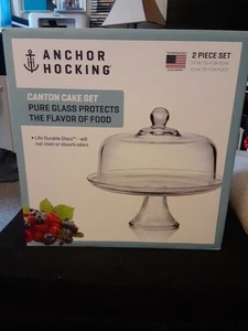 NEU! Anchor Hocking 2 Stück Glas Canton Kuchen Set - Bild 1 von 6
