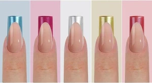 French Gel Nail Tips -150Pcs French Tip Press on Nails Pink Medium Almond 3 in 1 - Picture 1 of 5