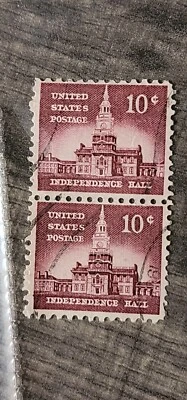 US Stamp Scott# 1044  1956 10c Independence Hall Used Pair -#B402 - Image 1 of 2