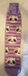 Claire's Panda Fuzzy Crew Socks - Purple - Super Soft - New With Tags - Picture 1 of 2