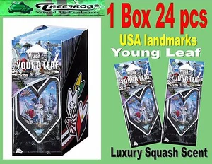 1 Box 24 pack Treefrog USA Landmarks YOUNG LEAF Car Air Freshener   - Bild 1 von 3