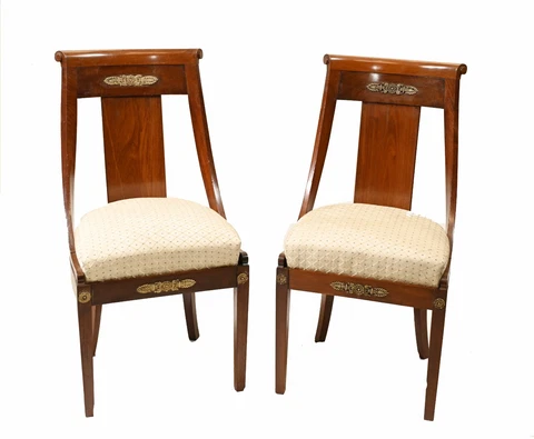 Pair Empire Chairs French Accent Seats 1840 Cover
