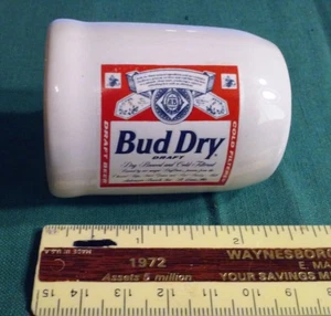 ANHEUSER BUSCH Bud Dry® Tazza Bozza Shot Ceramica Souvenir - Alta 2 3/8" - Foto 1 di 6