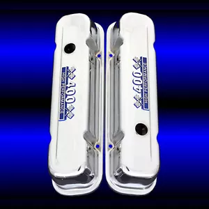 Cubiertas de válvulas altas para motores Pontiac 400 cromadas con emblemas de 400 HP azul - Imagen 1 de 1