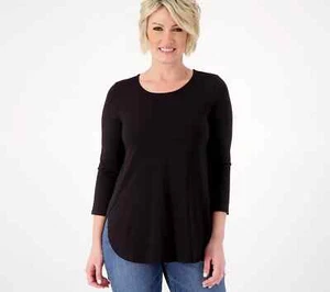 Susan Graver Comfy Cotton Tunic-Black-Petite 1X A390480 NEW - Picture 1 of 1