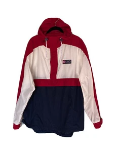 Chaps Ralph Lauren 1/4 Zip Jacket Mens XL Windbreaker Hooded Jacket Pullover USA - Picture 1 of 11