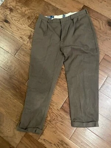 VTG Polo Ralph Lauren The Siena Pant Mens 39 X 32 Brown Pleated Cotton Tweed - Picture 1 of 7