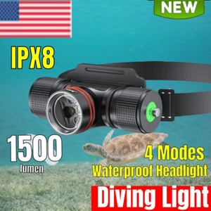Diving Headlamp 200 Meters Underwater Scuba Flashlight Waterproof Diving Light - Picture 1 of 15