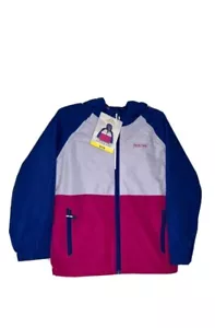 PacificTrail Youth Rain Jacket Size XS -5/6 Raspberry Pink/Blue/White - B33 - Picture 1 of 6