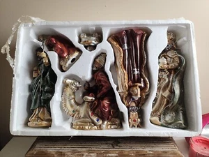 Ceramic Nativity Scene Vintage 6 Piece Set. Box Has Wear But Set Is In Great Con - Picture 1 of 9
