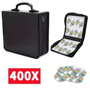 Negro 400 Discos CD DVD Organizador Soporte Estuche de Almacenamiento Bolsa Cartera Álbum Medios Video - Imagen 1 de 18