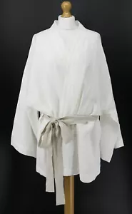 DEIJI STUDIOS LINEN BELTED ROBE WOMENS UK S/M NATURAL WHITE AD - Picture 1 of 8