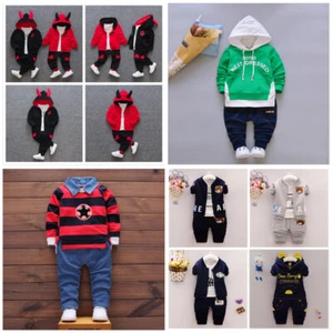 Toddler Boy 2/3 PCs Outfit Tracksuits Set Sport Casual Size 0-3 Years top+Jeans - Picture 1 of 38