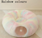 Donut Cat Bed Small Pet Tunnel Small Dog Cave Furry Large Space Bed Toy