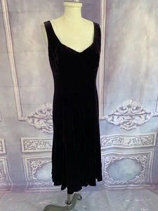 Ralph Lauren Deep Purple Aubergine Rich Velvet Party Dress 4 V-Neck Twirl Skirt - Bild 1 von 3