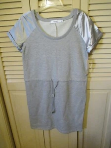NWT Just Fab Dress- Gray drawstring waist - Satin Sleeves Sz Small NEW - Imagen 1 de 6