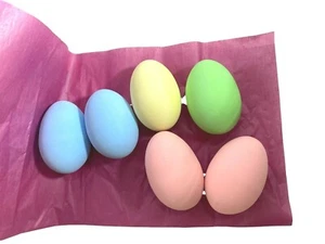 6 uova di Pasqua vintage in ceramica massello fatte a mano blu rosa verde nuove - Foto 1 di 5