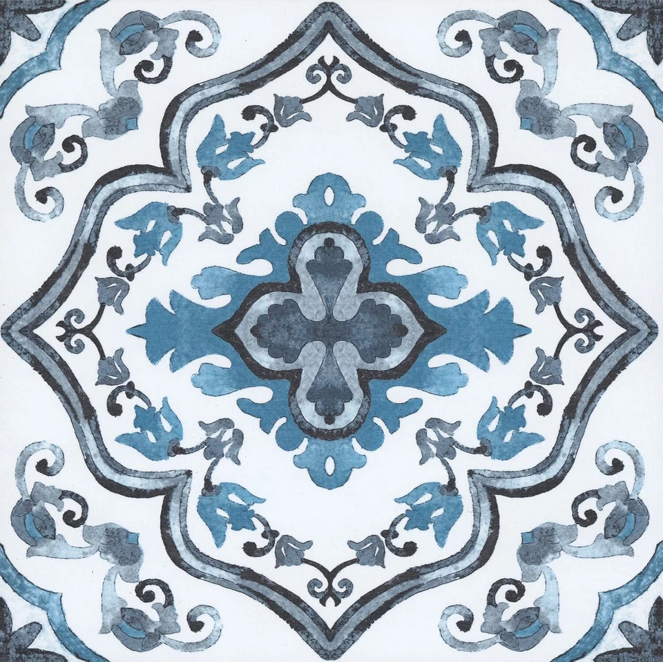 FloorPops FP3932 Marrakesh Peel & Stick Floor Tiles Blue