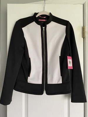 Isaac Mizrahi Chaqueta Blanco y Negro Talla 8 Cremallera NUEVO Foto 1 de 4