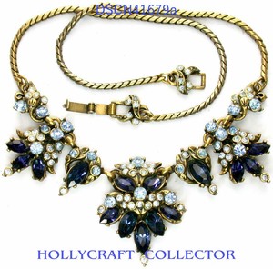 41679a - HOLLYCRAFT 1952 Light Sapphire & Montana Color Stone Necklace