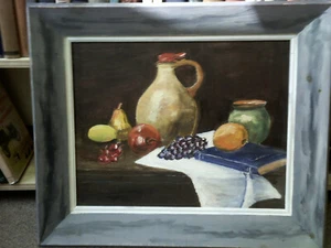 FRANCIS ZECCHINI(1889-1989), JUG AND FRUIT, STILL LIFE, KENNEBUNKPORT, ME ARTIST - Picture 1 of 2
