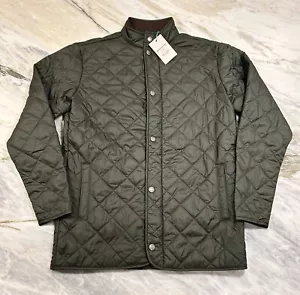 Peter Millar Youth Essex Quilted Fleece Lined Jacket NWT Large $200 Olive Green - Picture 1 of 4