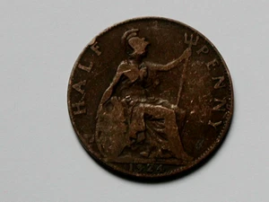 1924 UK (British) George V Coin - Half Penny (1/2d) - brown - Picture 1 of 2